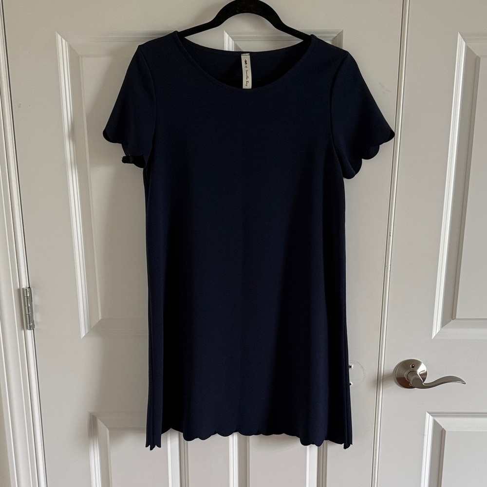 Vanilla Bay Navy Flutter Sleeve Swing Dress | Effortless Chic